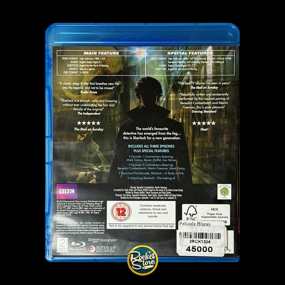 Blu-ray Sherlock: Temporada 1 (BBC, 2 Discos) - contraportada