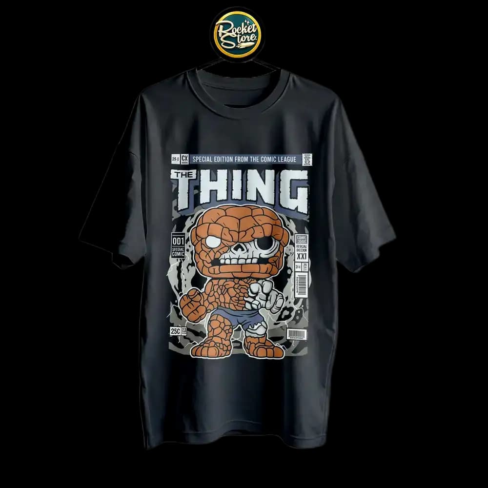 Camiseta Los 4 Fantásticos - The Thing Comic League 001 Negro