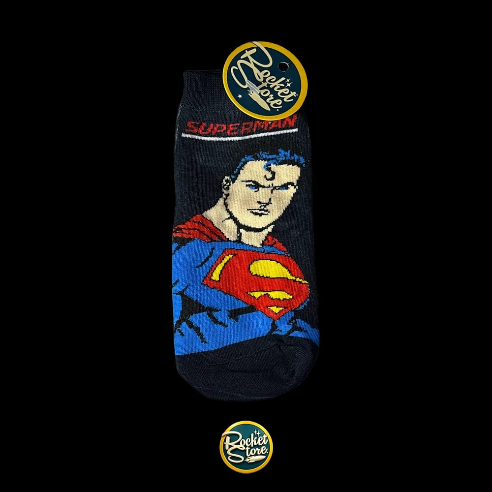 Medias Superman Negras Retrato Clásico con Escudo