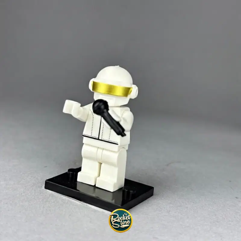 Minifigura tipo LEGO Daft Punk Guy-Manuel Traje Blanco con Micrófono