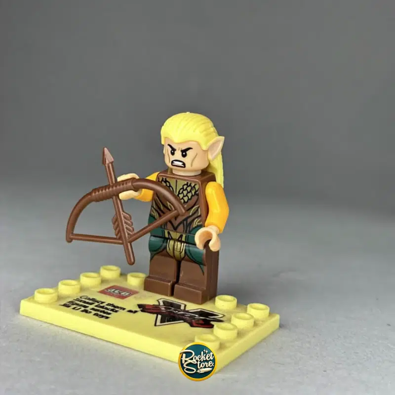 Minifigura tipo LEGO Legolas Hojaverde con Arco Élfico