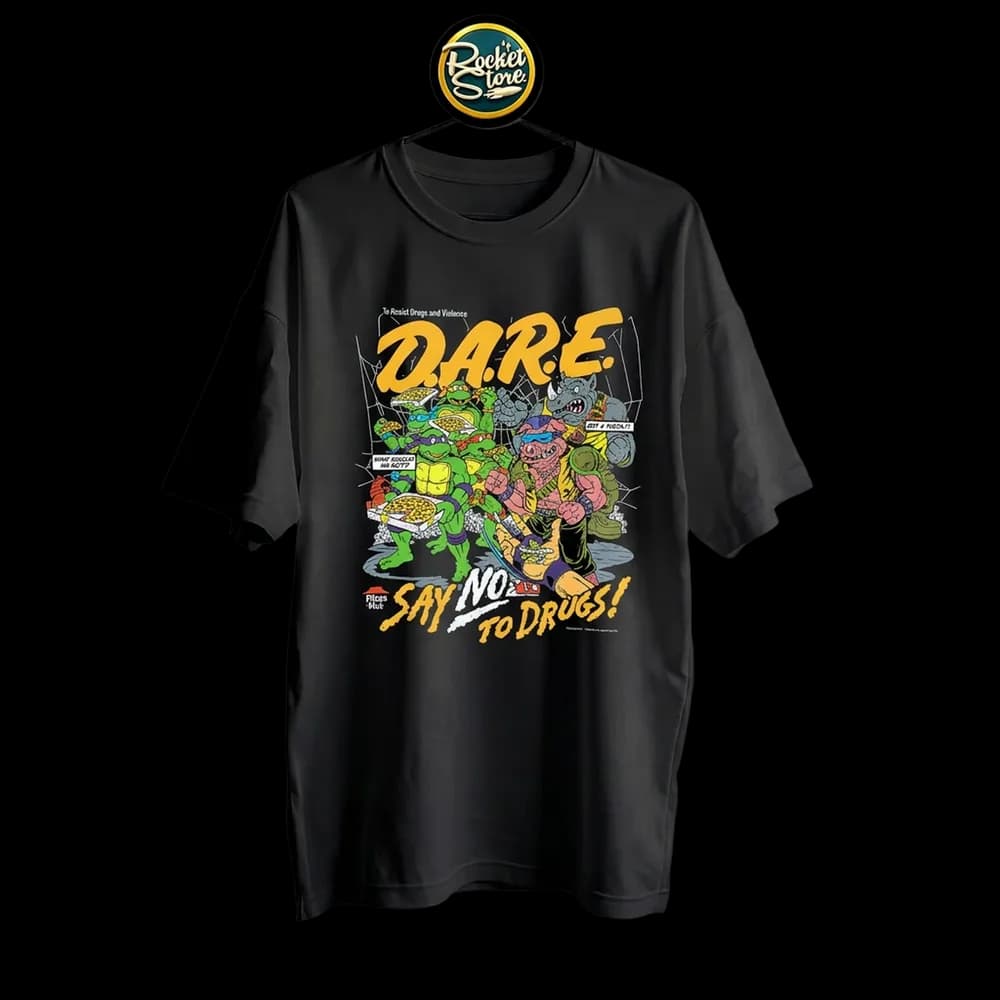 Camiseta Tortugas Ninja - D.A.R.E. Parody Say No To Drugs Negro