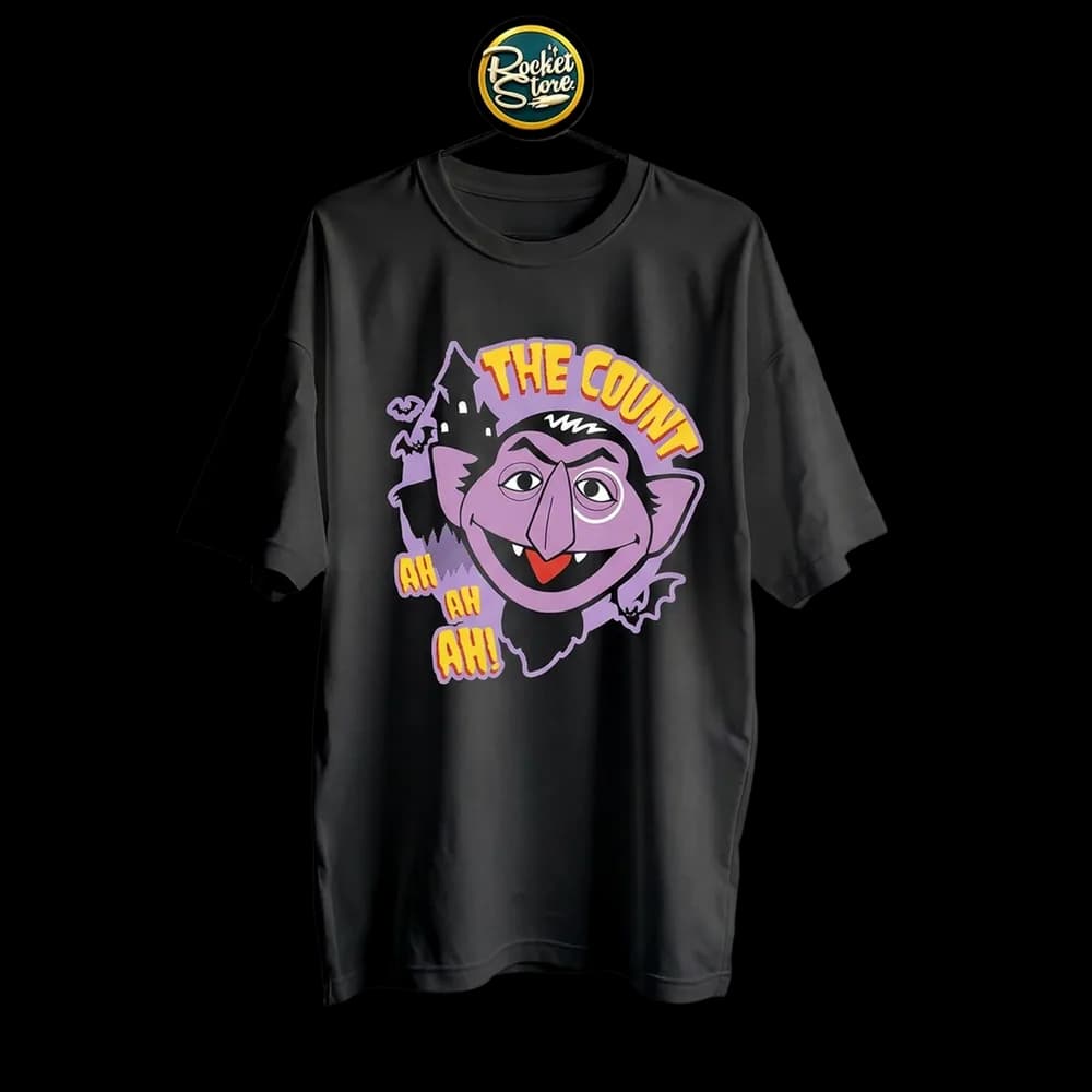 Camiseta Plaza Sésamo - El Conde Contar Ah Ah Ah! Negro