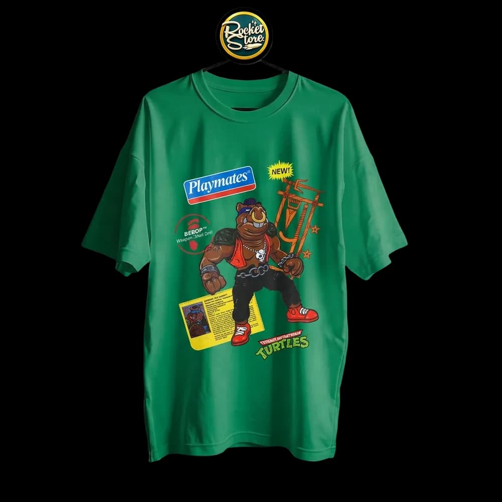 Camiseta Tortugas Ninja - Bebop Playmates 1988 Cardback Verde