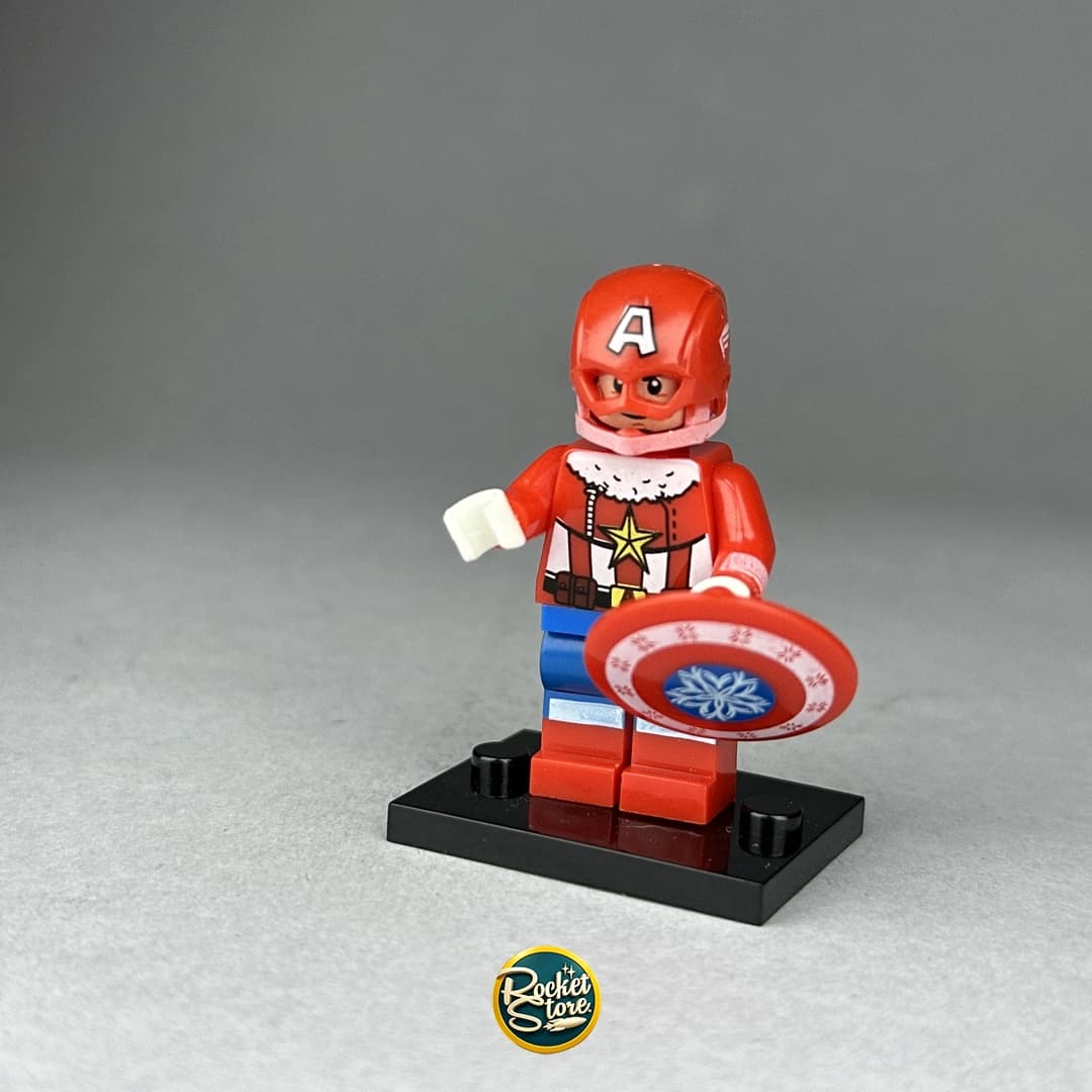 Minifigura tipo LEGO Marvel Capitán América Cómic con Escudo