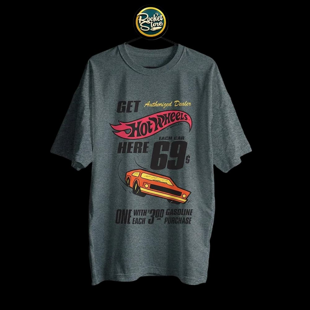 Camiseta Hot Wheels - Authorized Dealer Muscle Car Gris Oscuro